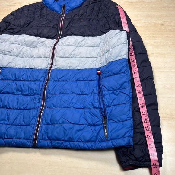 Tommy Hilfiger Color Block Puffer Jacket Mens XL Full Zip Lightweight - Picture 8 of 16